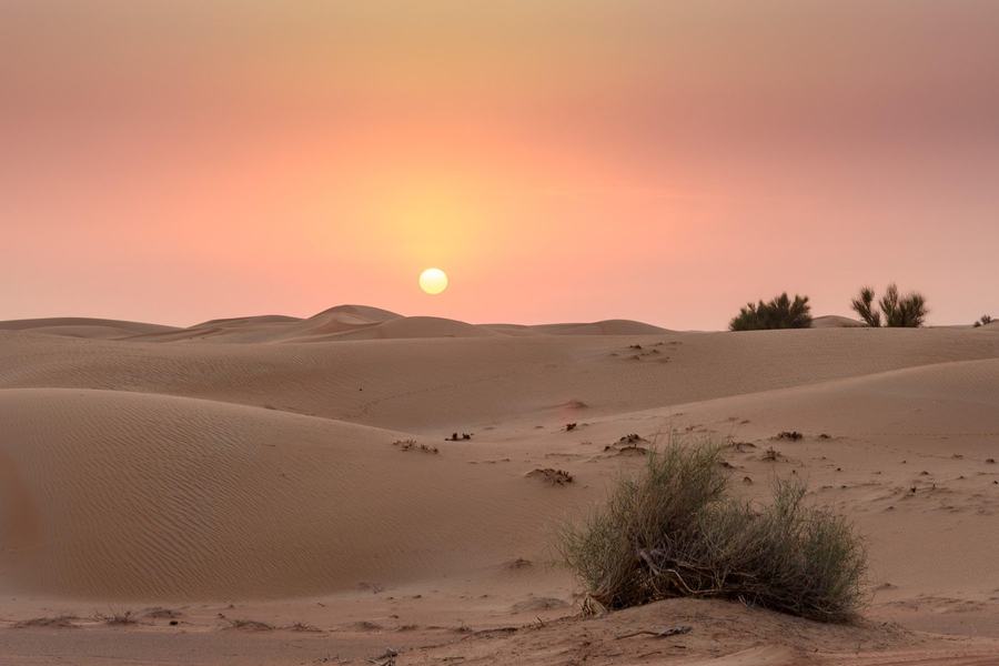 Dubai desert at sunset